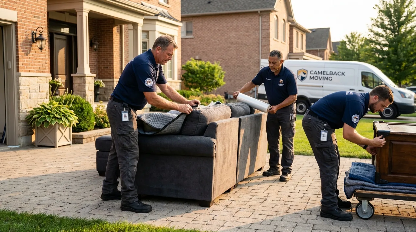Large estate moving crew wrapping furniture in Glide, OR